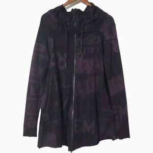 RUNDHOLZ Black Label Graphic Print Jacket Size S Double Zip Black Red Womens